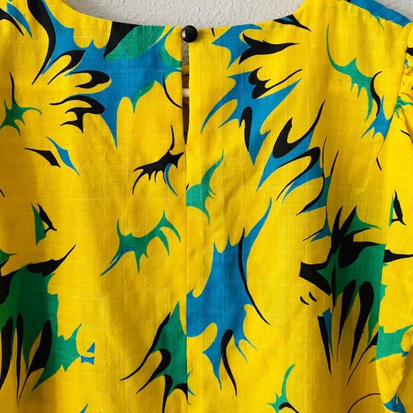 Retro 90's Style Vibrant Yellow Green Abstract Top - Picture 7 of 9